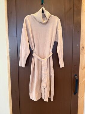 NWT Papillon Turtleneck Belted Sweater Dress in Beige